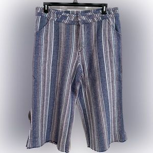 Democracy Blue Striped Cropped Pants